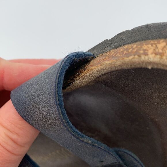 Birkenstock Florida style blue leather three strap woman’s size 38 - Picture 11 of 12